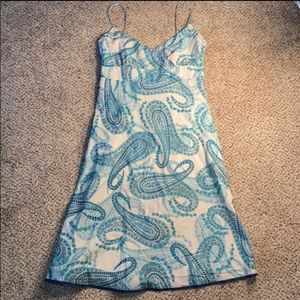 J Crew Blue Paisley Vneck Crossover Dress Size 10